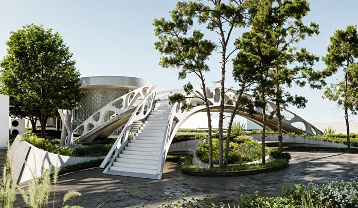 SCG Bridge prototype design visualisation among existing trees